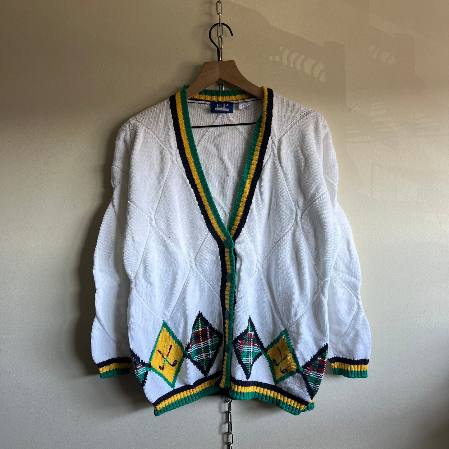 Medium 90s EP Pro argyle golf cotton cardigan