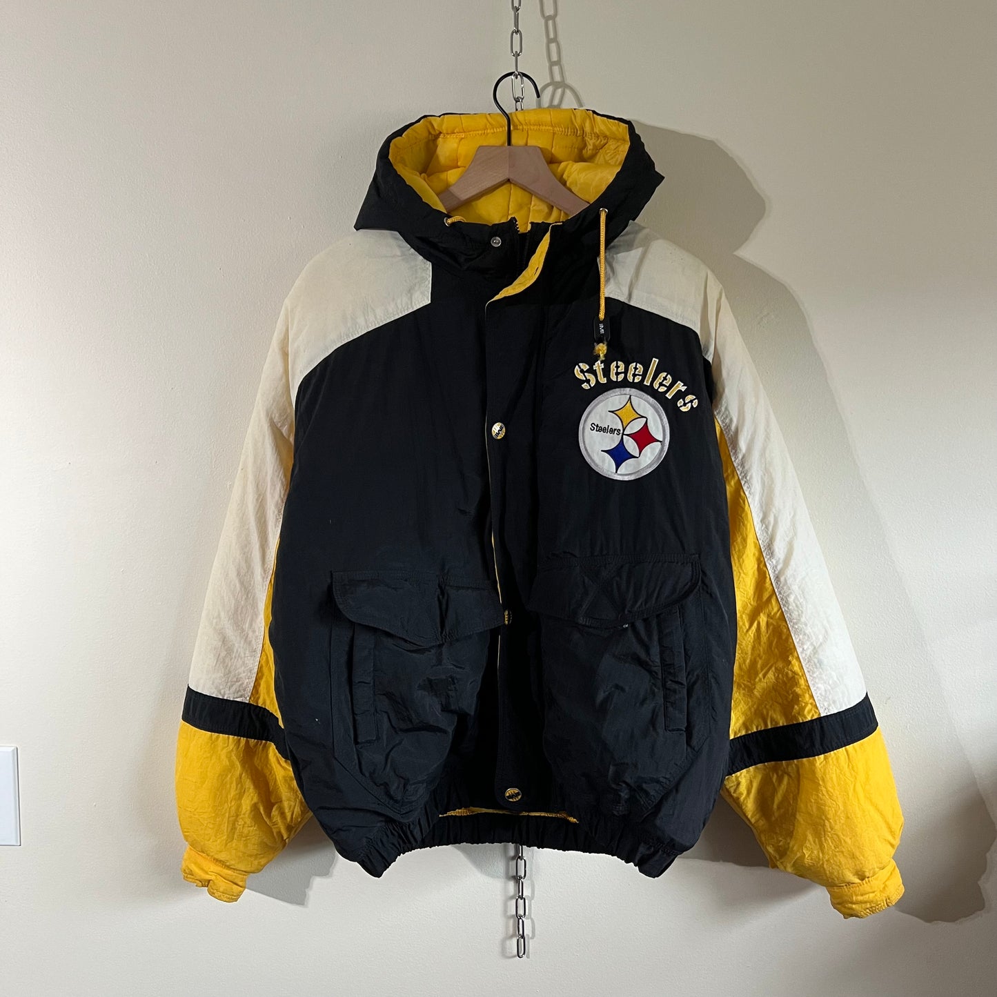 Large 90s Pittsburgh Steelers Mirage puffer jacket