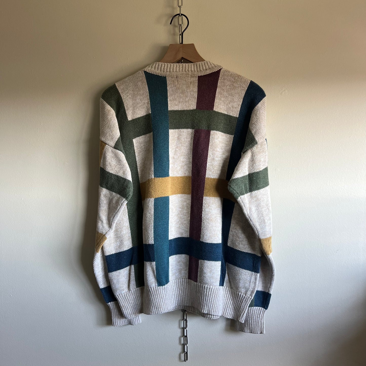 Large 90s Structure multicolor striped cotton blend sweater