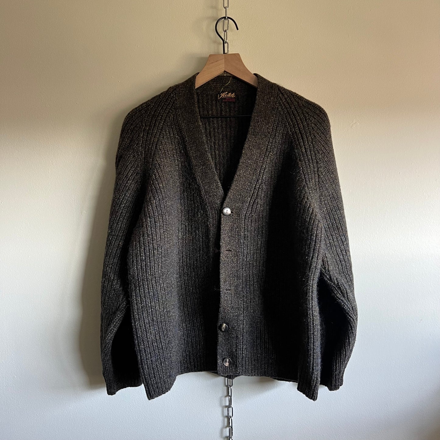 Large 50s Scotch brown wool/mohair blend cardigan