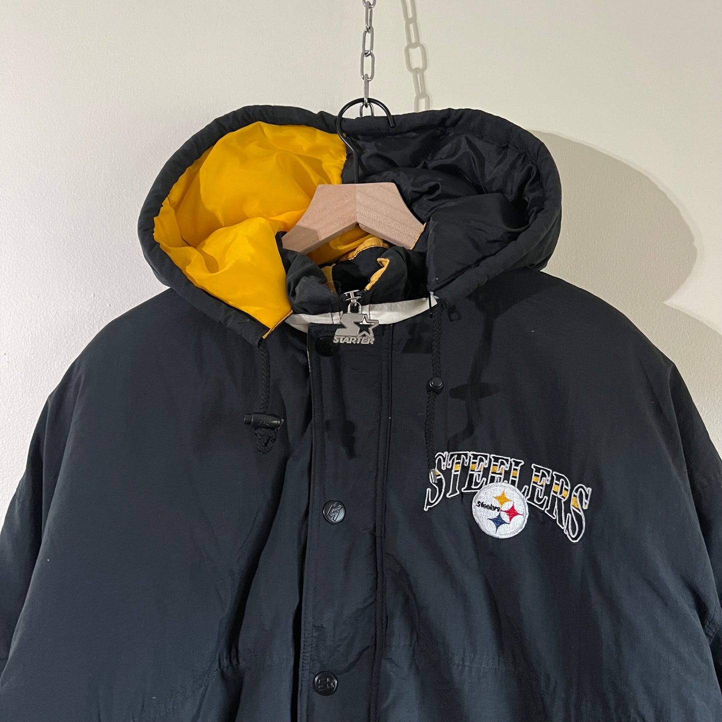 XL 90s Pittsburgh Steelers all black Starter puffer jacket