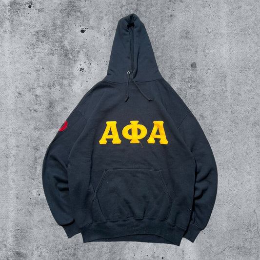 XL 90s Black Jerzees Alpha Phi Alpha Fraternity Hoodie