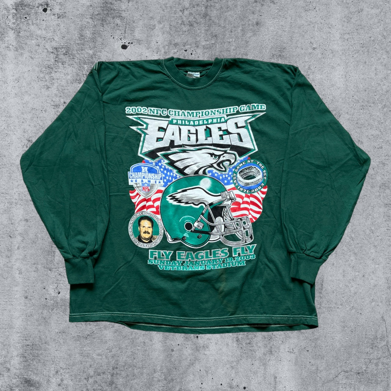 XXL 2003 Green Philadelphia Eagles Big Print Long Sleeve tee