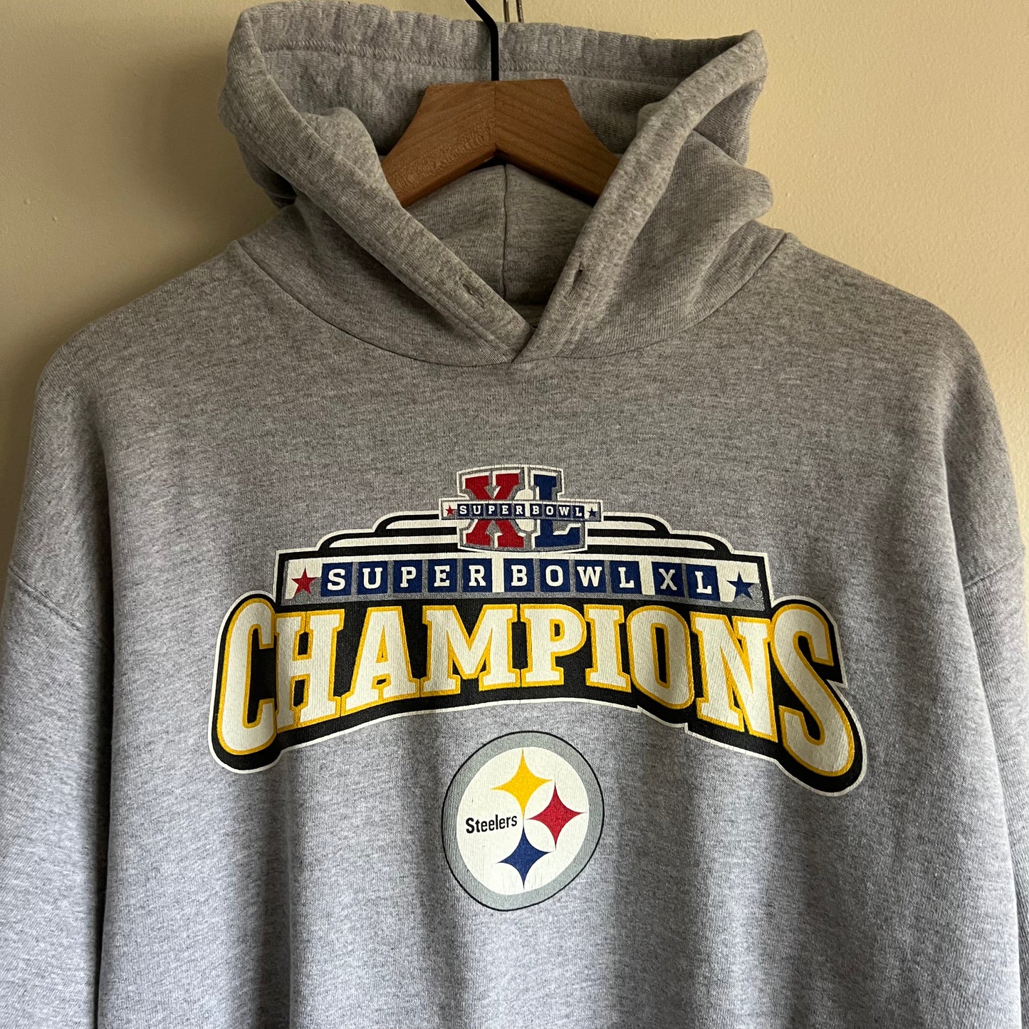 Large 2006 Pittsburgh Steelers Super Bowl XL champions Reebok hoodie