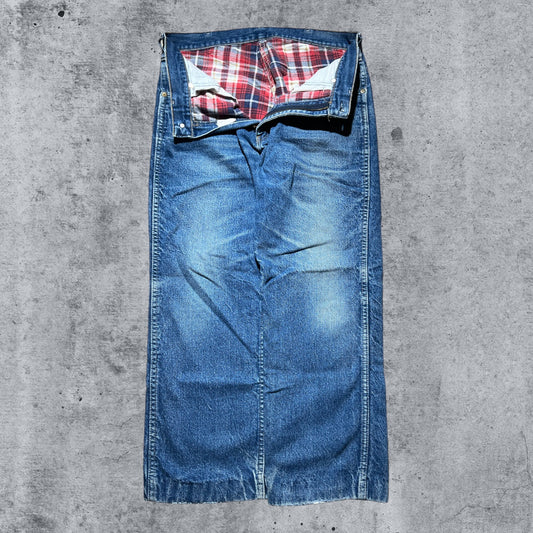 34x26 90s Faded Flannel Lined Insulated Carhartt Blue Jeans