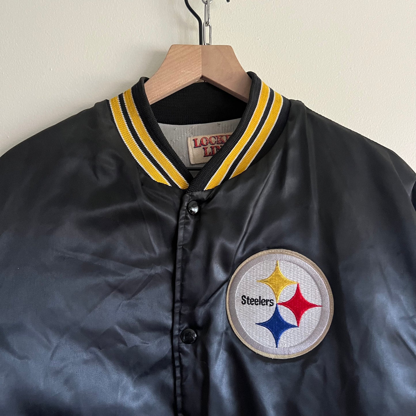 Large 90s Pittsburgh Steelers Locker Line satin jacket