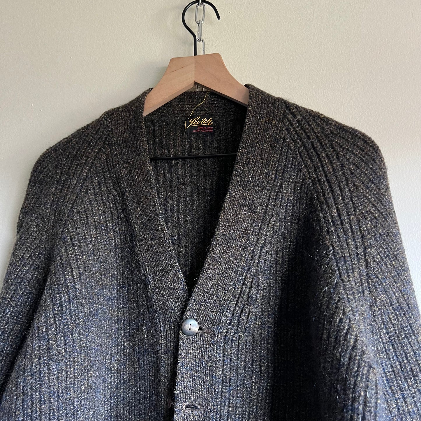 Large 50s Scotch brown wool/mohair blend cardigan