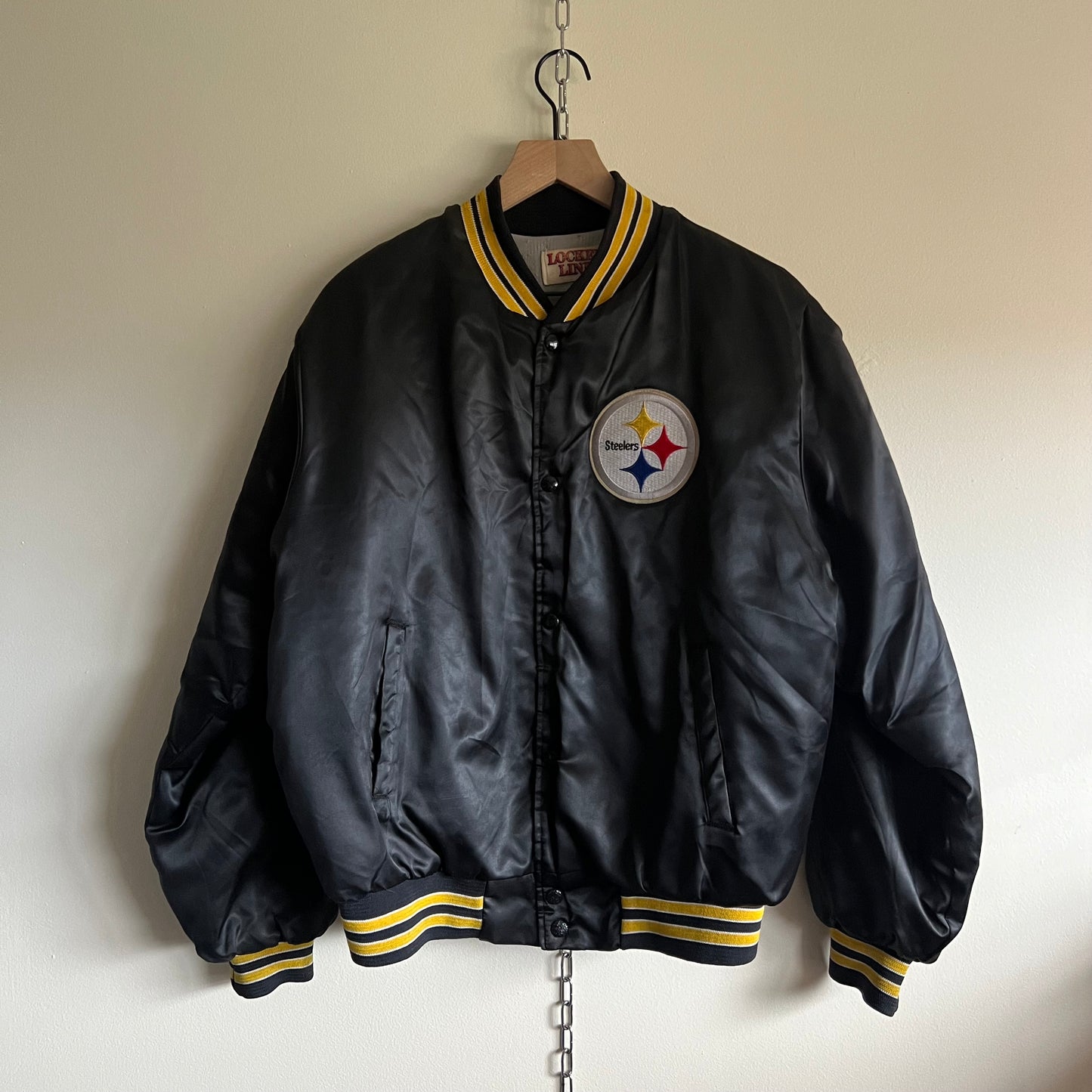 Large 90s Pittsburgh Steelers Locker Line satin jacket