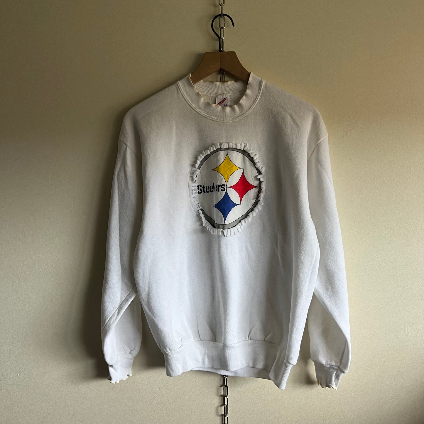 Medium 90s homemade Pittsburgh Steelers lettuce edge sweatshirt