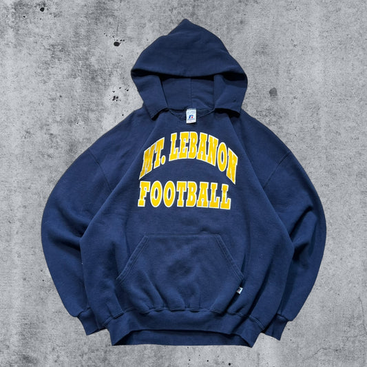 XL 90s/2000s Navy/Yellow Mt. Lebanon Football Russell Hoodie