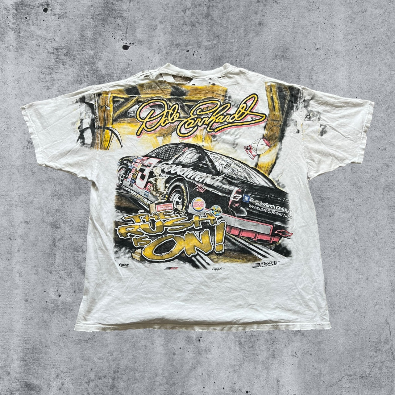 XXL 2000 Black Gold Dale Earhardt NASCAR AOP tee