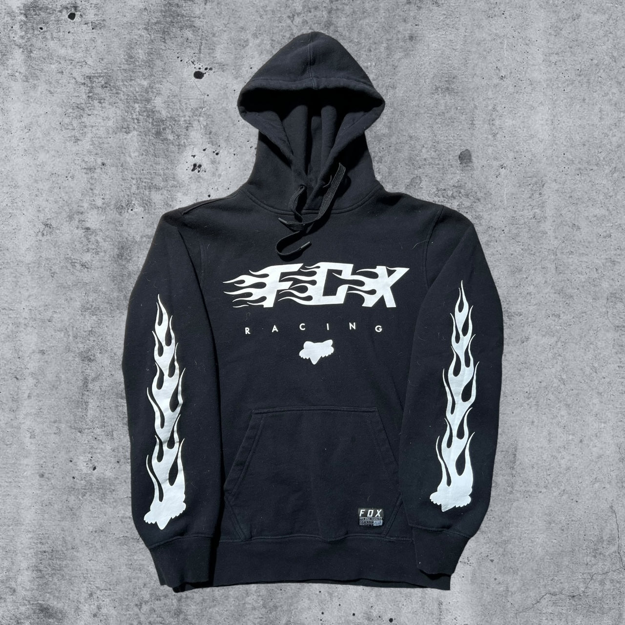 Oversized Small Black y2k Fox Racing hoodie