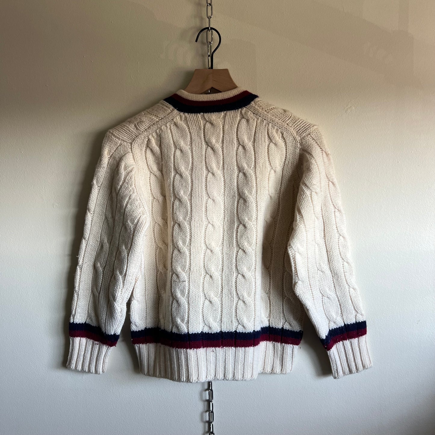 Small 60s Elliot Import v-neck wool varsity sweater