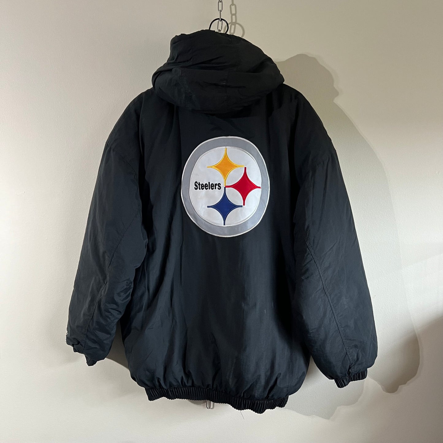 XL 90s Pittsburgh Steelers all black Starter puffer jacket