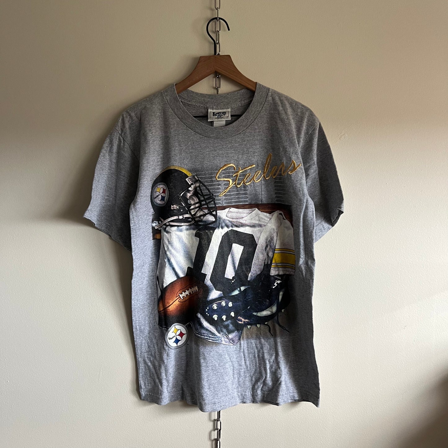 Medium 1996 grey Pittsburgh Steelers jersey & helmet tee