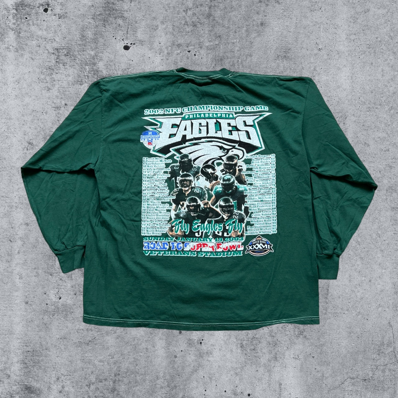 XXL 2003 Green Philadelphia Eagles Big Print Long Sleeve tee