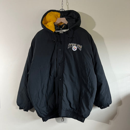 XL 90s Pittsburgh Steelers all black Starter puffer jacket