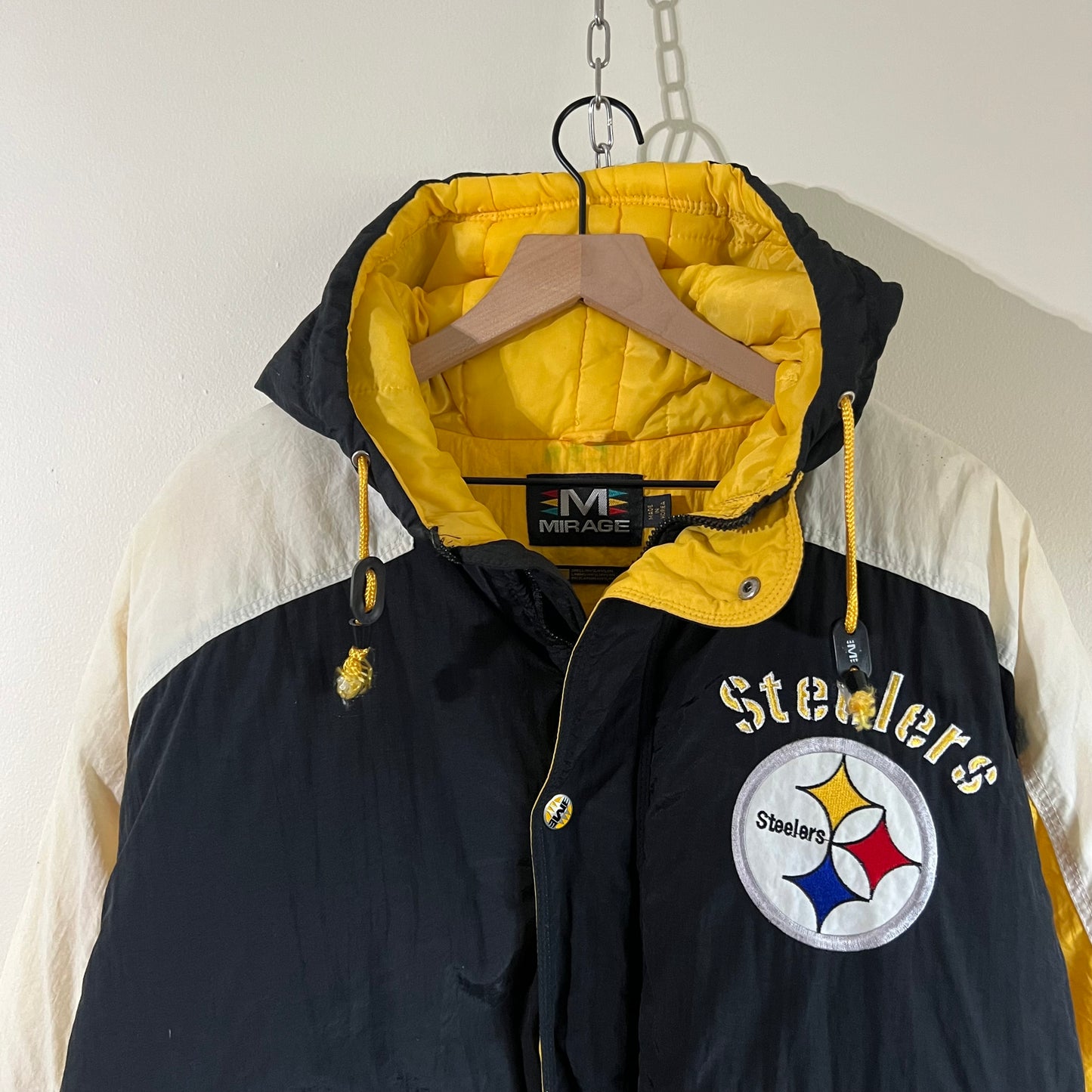 Large 90s Pittsburgh Steelers Mirage puffer jacket