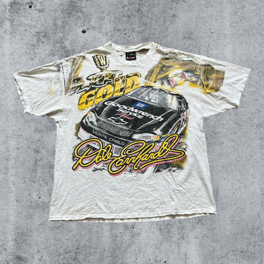 XXL 2000 Black Gold Dale Earhardt NASCAR AOP tee