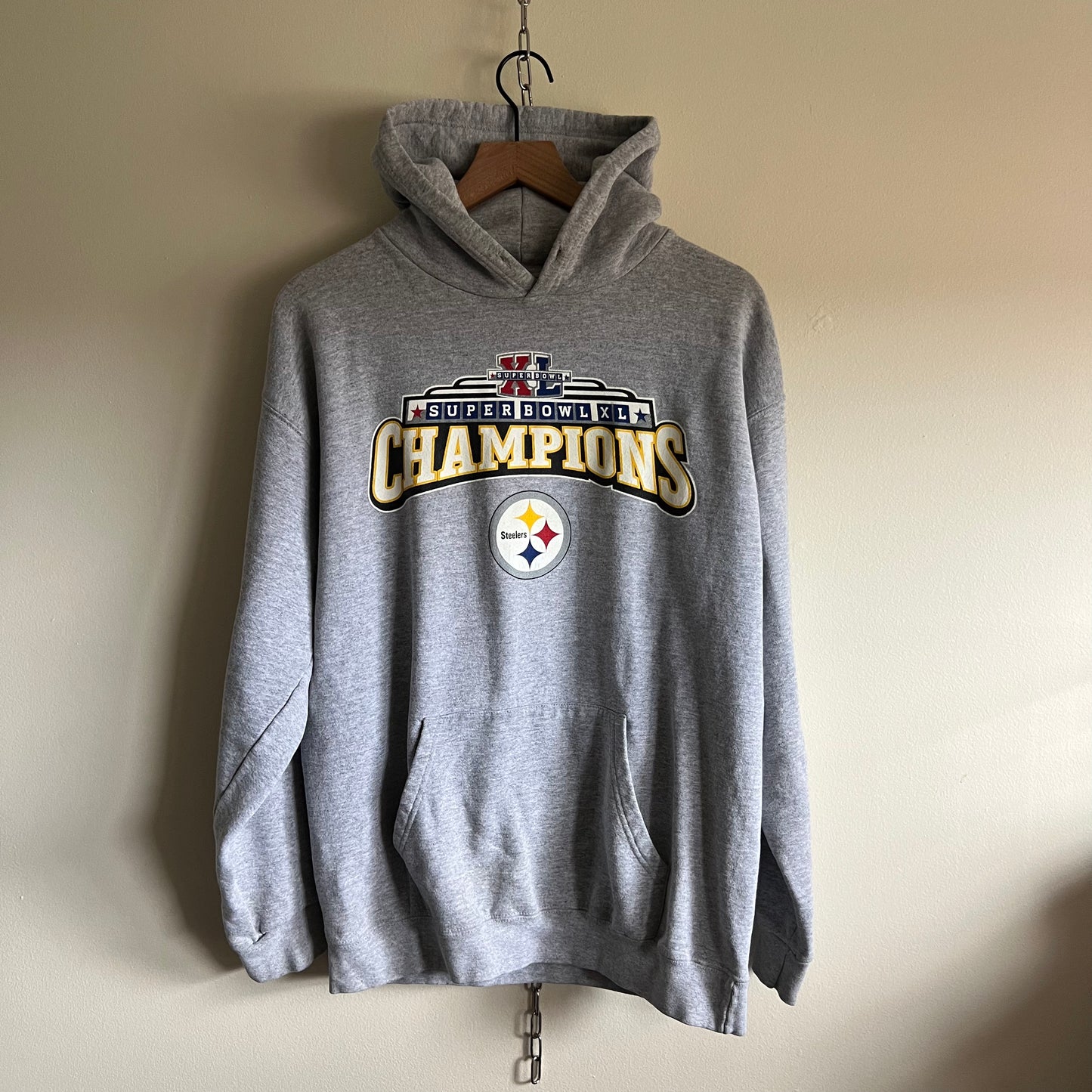 Large 2006 Pittsburgh Steelers Super Bowl XL champions Reebok hoodie